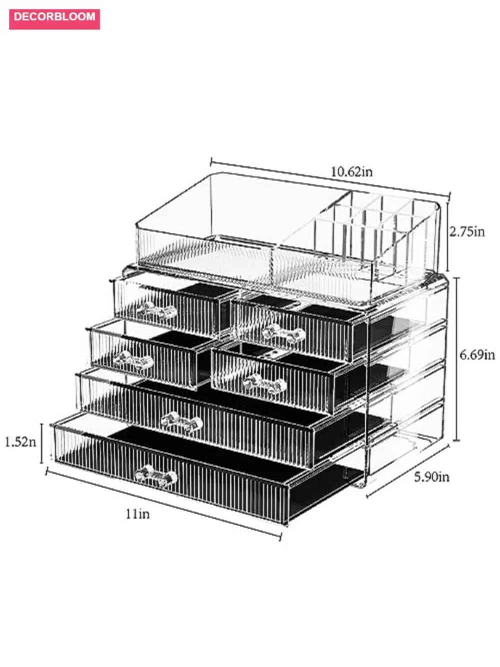 Acrylic Stackable Storage Drawers Makeup Organizer 6 Drawers